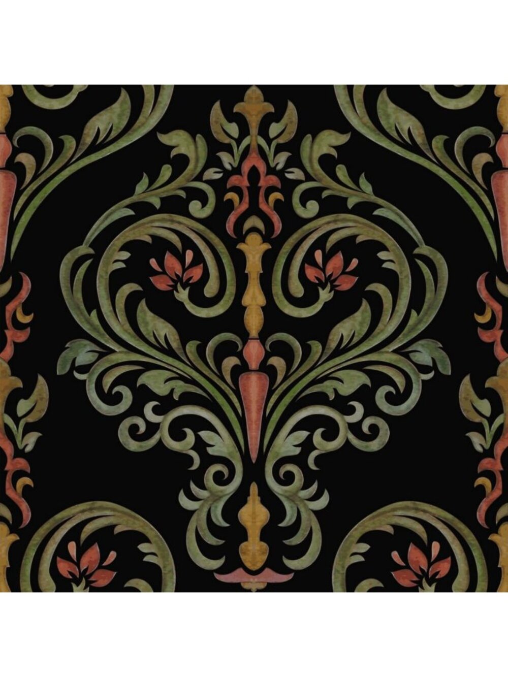 Boho Floral Peel and Stick Wallpaper - Vintage Botanical Red & Green Design